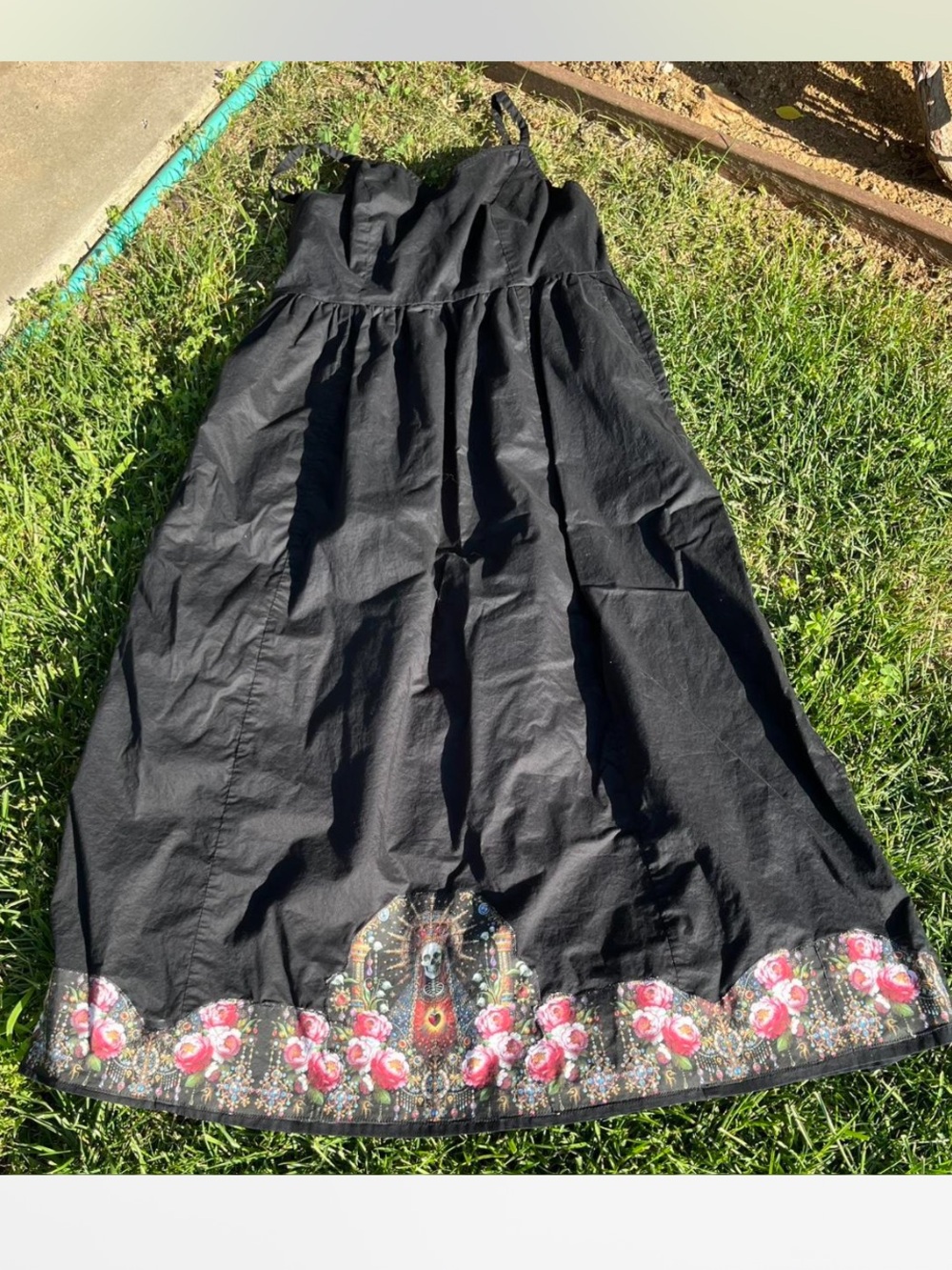 Skull Madonna dia de Los Muertos appliqué upcycled (small) sundress #goth #skull